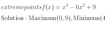 The extreme points of f(x)=x^3-6x^2+9 are Maximum(0,9),Minimum(4,-23)